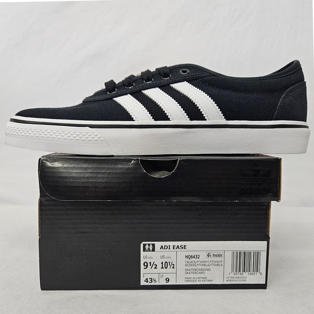 Adidas Adi Ease Skateboarding Shoes HQ6432 Core Black Cloud White Men's Size 9.5